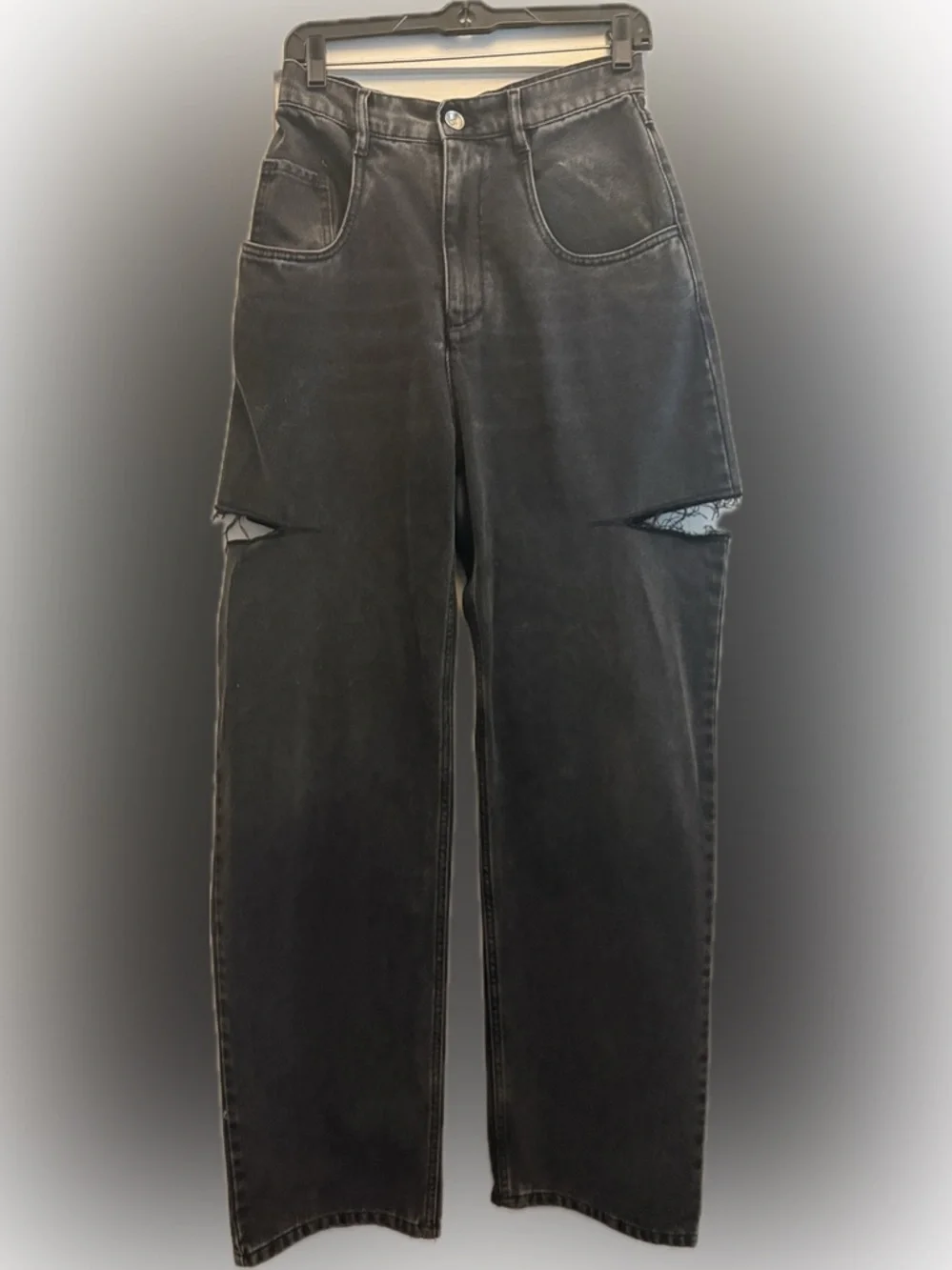 Maison Margiela Distressed Wash Black Wide-Leg Cut-out Jeans - Picture 5 of 6